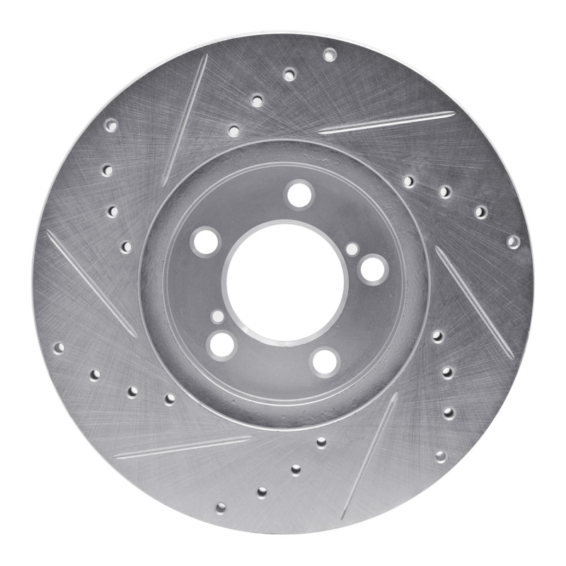 Ford Taurus SHO Brake Rotor (1) - Front Right - R1 Concepts - Drilled & Slotted - Silver - `93-`07